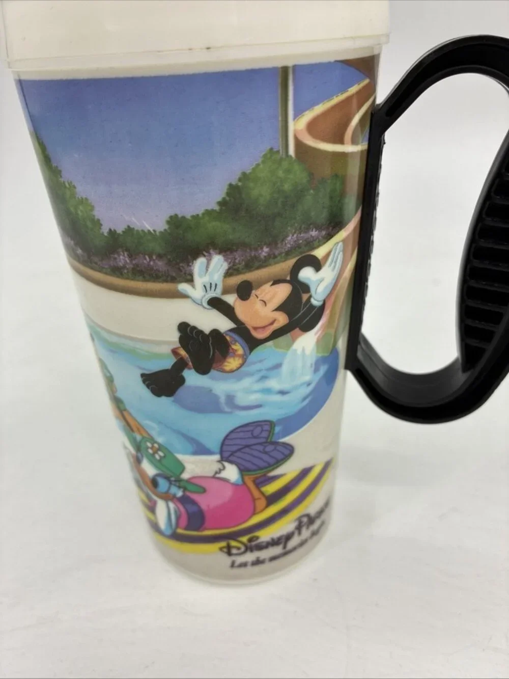 Disney Parks Mickey Minnie Donald Duck Souvenir Travel Cup Mug Black Handle